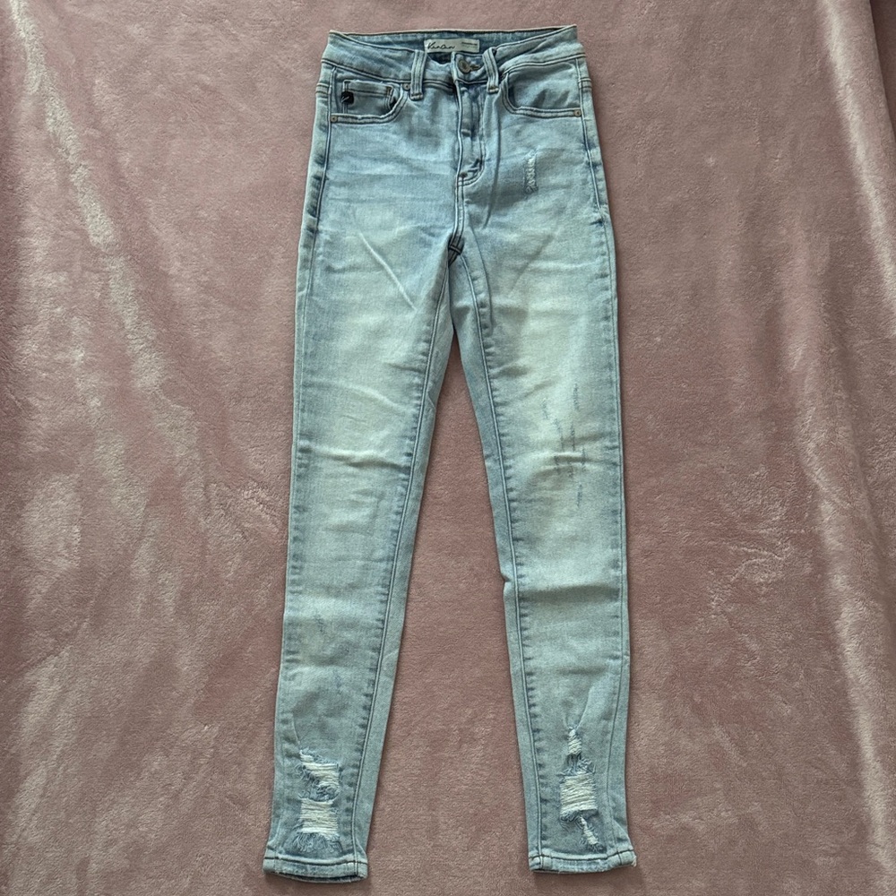 KanCan high rise destructed hem skinny jeans